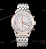 Swiss Grade Breitling Navitimer 1 Chronograph KOR A7750 Copy Watch Rose Gold Bezel White Dial